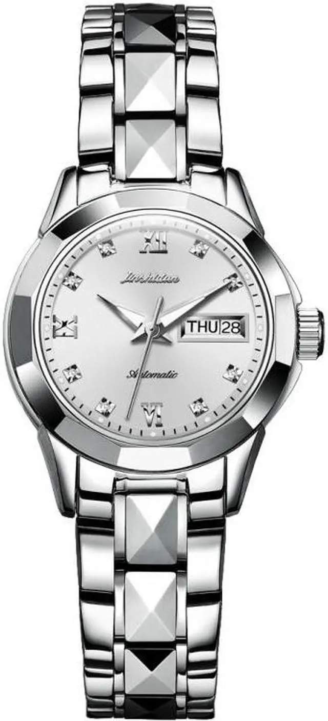 Main image of JIN SHI DUN 8813 Fashion Waterproof Luminous Automatic Mechanical Watch Women (Silver White)