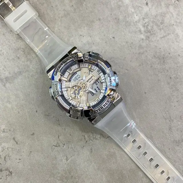 Main image of SANDA 9004 Men Symphony Dual Display Synchronous Outdoor Luminous Electronic Multifunction Watch (Transparent Silver)