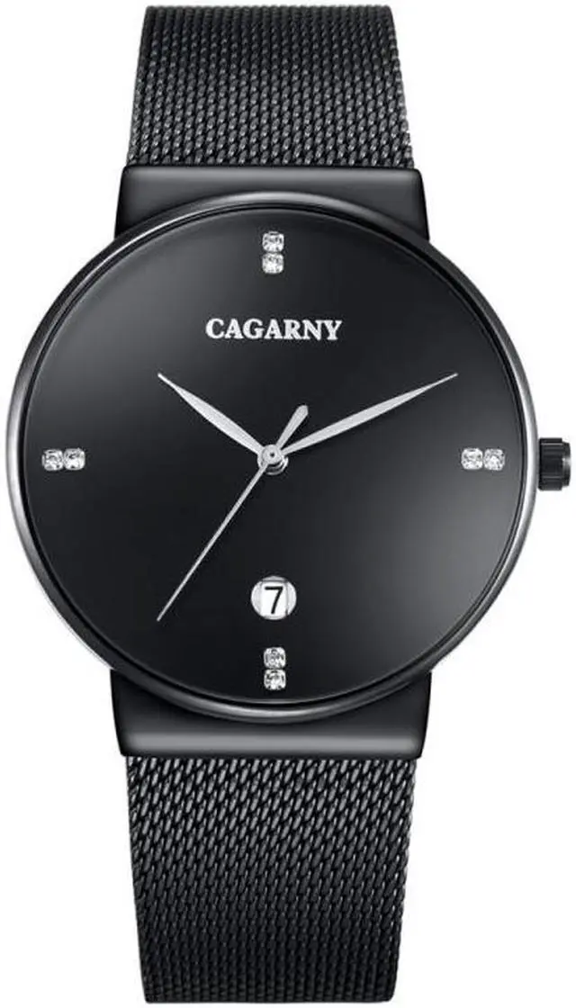 Main image of CAGARNY 6817 Living Waterproof Round Dial Quartz Movement Alloy Case Fashion Watch Quartz Watches with Steel Band (Black)