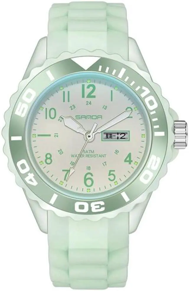 Main image of SANDA 1053 Womens TPU Strap Dual Display Waterproof Electronic Watch (Matcha Green)