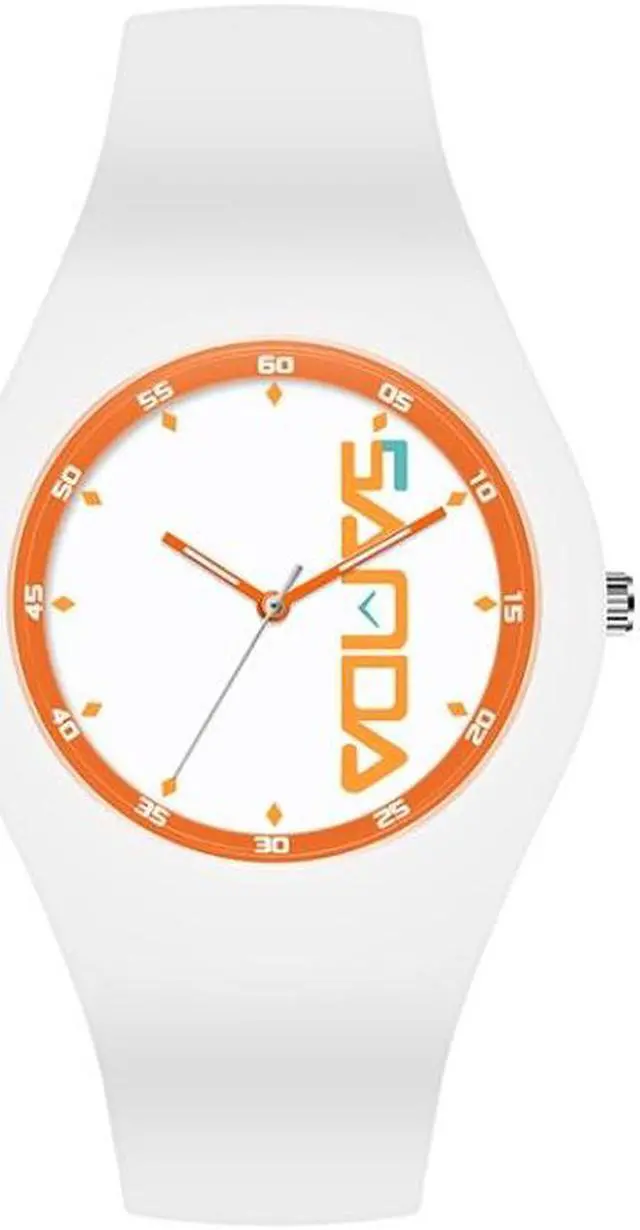 Main image of SANDA 6076 Simple Scale Round Dial Ladies Silicone Strap Quartz Watch (White Orange)