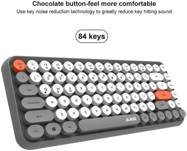Alt view image 4 of 7 - Ajazz 308I 84 Keys Tablet Mobile Phone Computer Household Office Bluetooth Keyboard (Yellow)