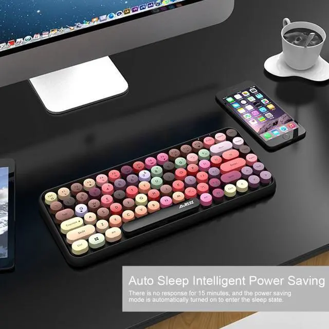 Alt view image 4 of 7 - Ajazz 308I Tablet Mobile Phone Computer Household Office Wireless Keyboard (Pink)