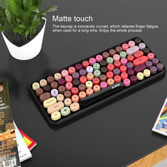Alt view image 6 of 7 - Ajazz 308I Tablet Mobile Phone Computer Household Office Wireless Keyboard (Pink)