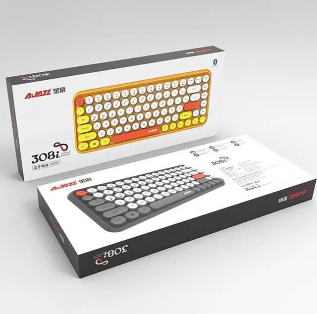 Alt view image 7 of 7 - Ajazz 308I Tablet Mobile Phone Computer Household Office Wireless Keyboard (Pink)