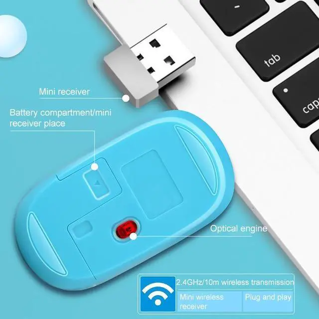 Alt view image 3 of 7 - ZGB 8820 Candy Color Wireless Keyboard + Mouse Set (White)
