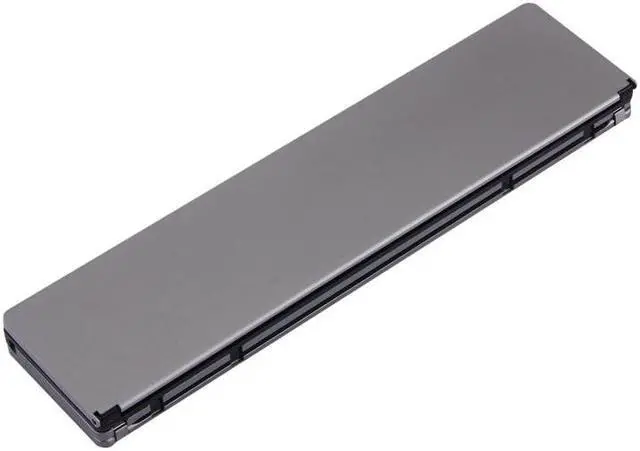 Alt view image 6 of 7 - F18 Ultra-slim Rechargeable Foldable 58 Keys Bluetooth Wireless Keyboard with Holder (Grey)