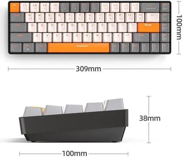 Alt view image 2 of 7 - ZIYOU LANG K68 68 Keys Bluetooth Wireless Dual Model Mechanical Keyboard, Style: Green Shaft Version (Gray), Size:Green Shaft Version (Gray)