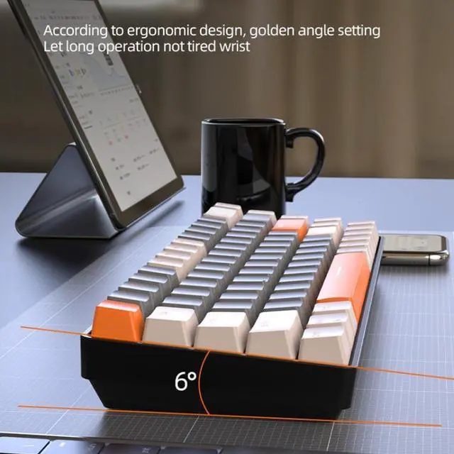 Alt view image 3 of 7 - ZIYOU LANG K68 68 Keys Bluetooth Wireless Dual Model Mechanical Keyboard, Style: Green Shaft Version (Gray), Size:Green Shaft Version (Gray)