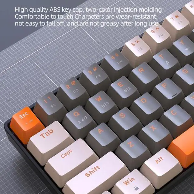 Alt view image 4 of 7 - ZIYOU LANG K68 68 Keys Bluetooth Wireless Dual Model Mechanical Keyboard, Style: Green Shaft Version (Gray), Size:Green Shaft Version (Gray)