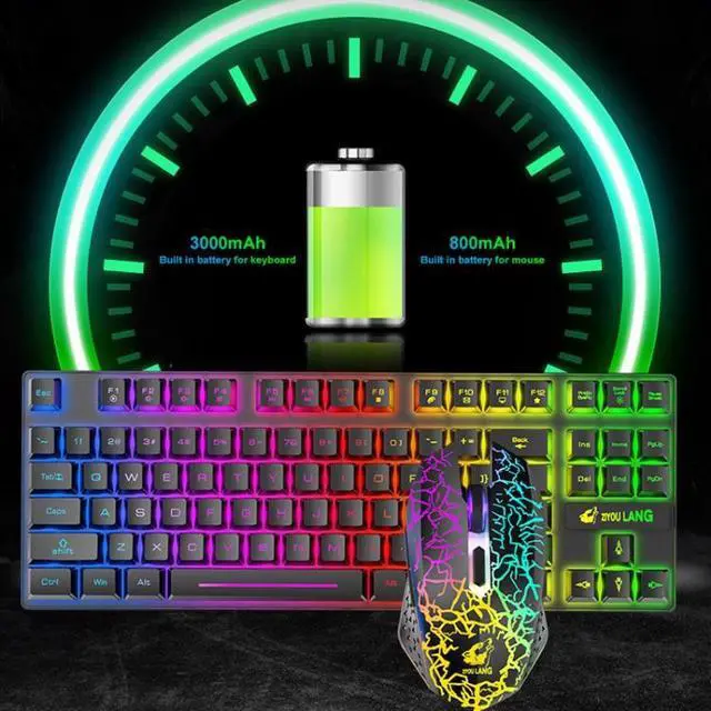 Alt view image 5 of 7 - ZIYOU LANG T87 Gaming Luminous Wireless Keyboard and Mouse Set T87 White (White)