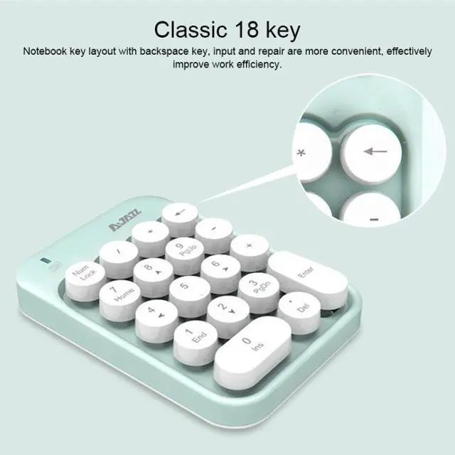 Alt view image 5 of 7 - Ajazz AK18 2.4G Mini Wireless Mixed Color Keys Numeric Keyboard (Pink)