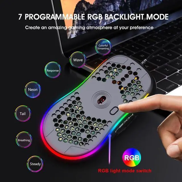 Alt view image 7 of 7 - HXSJ X600 6 Keys RGB Luminous Macro Programming Wired Gaming Mouse, Size:X600 (Black)
