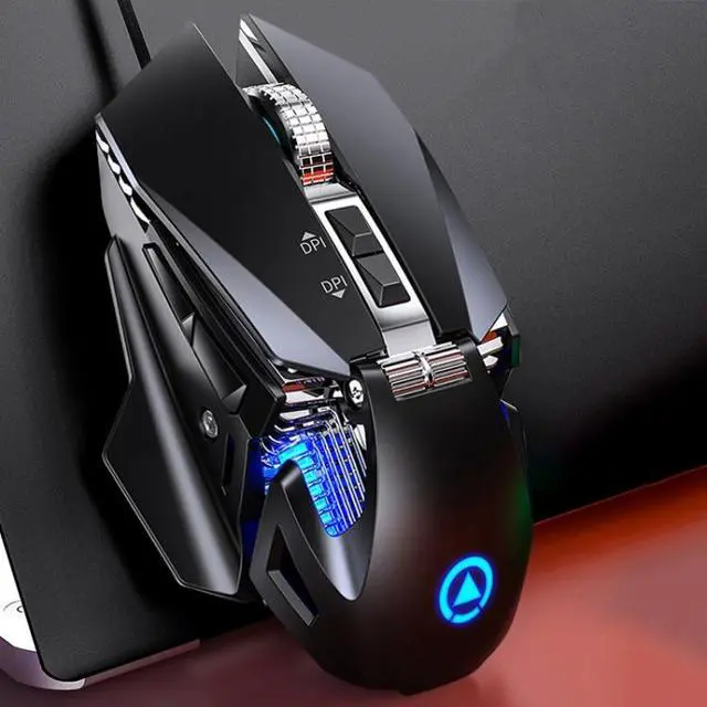 Main image of YINDIAO G10 7200DPI 7-modes Adjustable 7-keys RGB Light Wired Metal Mechanical Hard Core Macro Mouse, Style: Audio Version (Black)