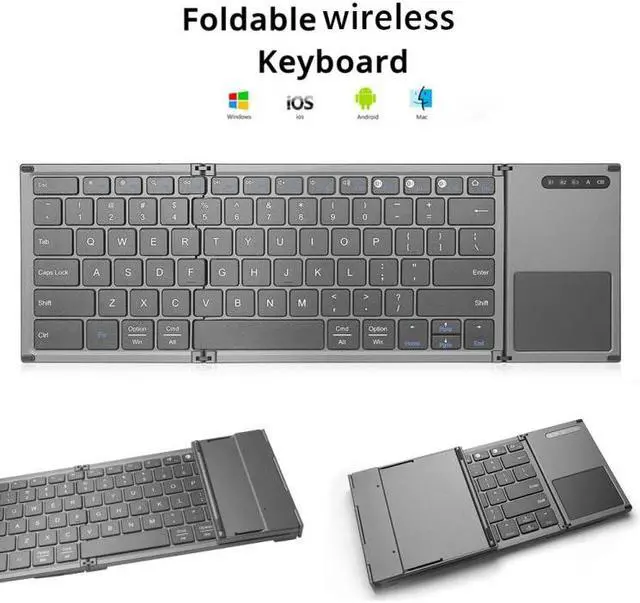 Alt view image 4 of 6 - B066S Multi-function Ultra-thin Mini Wireless Three Fold Bluetooth Keyboard