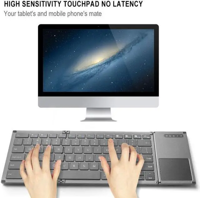 Alt view image 5 of 6 - B066S Multi-function Ultra-thin Mini Wireless Three Fold Bluetooth Keyboard