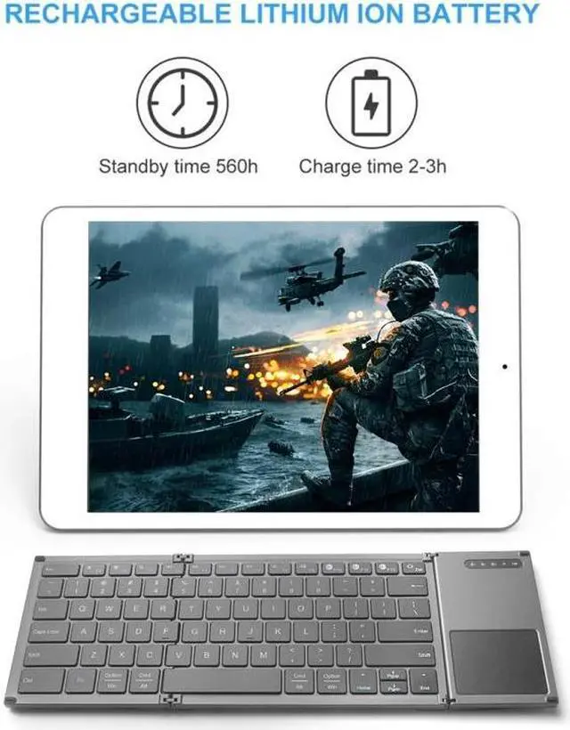 Alt view image 6 of 6 - B066S Multi-function Ultra-thin Mini Wireless Three Fold Bluetooth Keyboard
