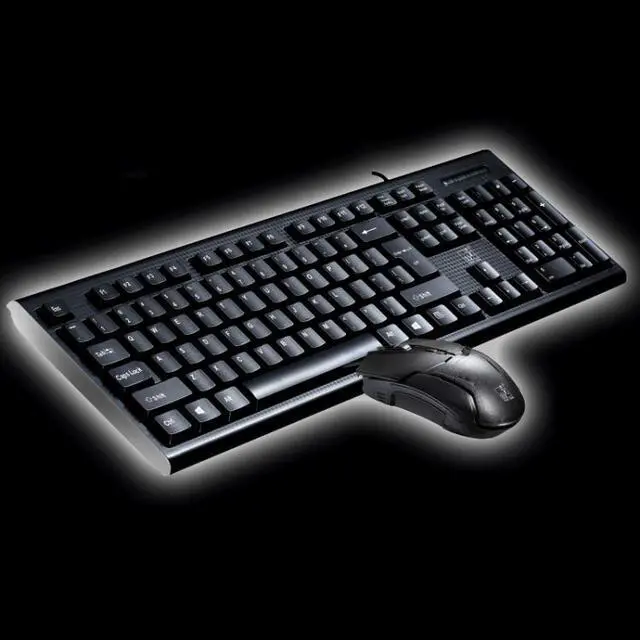 Alt view image 2 of 7 - Q9 1600 DPI Professional Wired Grid Texture Gaming Office Keyboard + Optical Mouse Kit(Black)