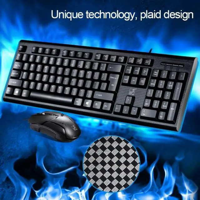 Alt view image 4 of 7 - Q9 1600 DPI Professional Wired Grid Texture Gaming Office Keyboard + Optical Mouse Kit(Black)
