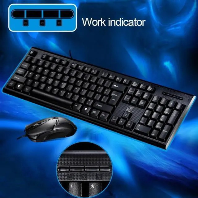 Alt view image 6 of 7 - Q9 1600 DPI Professional Wired Grid Texture Gaming Office Keyboard + Optical Mouse Kit(Black)
