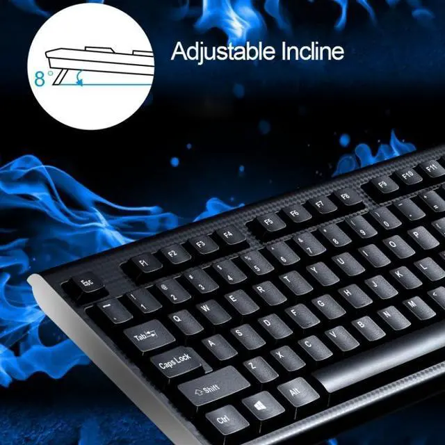 Alt view image 7 of 7 - Q9 1600 DPI Professional Wired Grid Texture Gaming Office Keyboard + Optical Mouse Kit(Black)