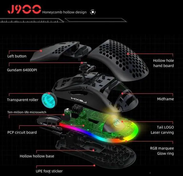 Alt view image 4 of 7 - HXSJ V100+J900+P8 One-handed Keyboard + Programming Gaming Mouse + Keyboard Mouse Converter Set V100+J900+P8