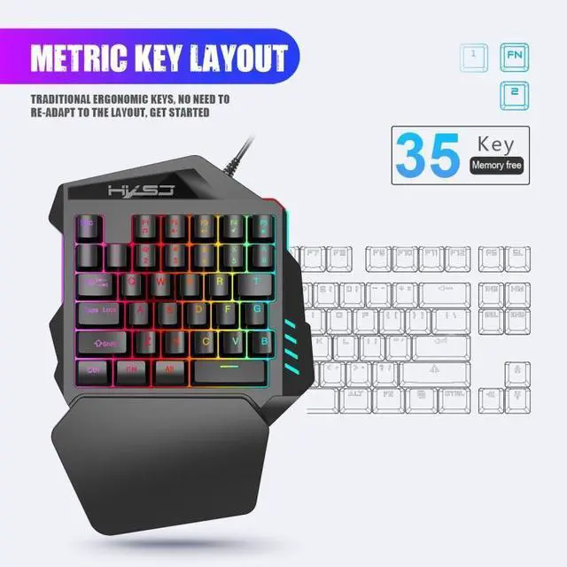Alt view image 7 of 7 - HXSJ V100+J900+P8 One-handed Keyboard + Programming Gaming Mouse + Keyboard Mouse Converter Set V100+J900+P8