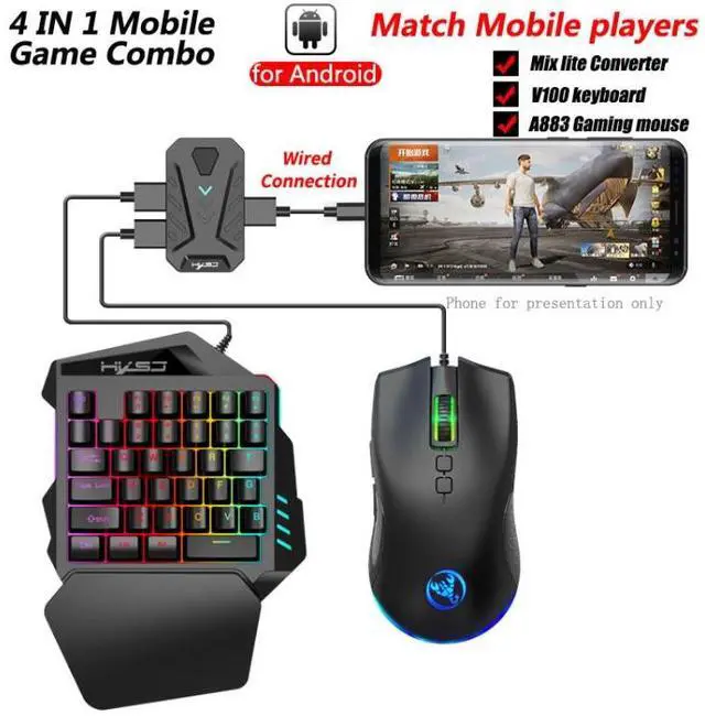 Alt view image 2 of 7 - HXSJ P8+V100+A883 Keyboard Mouse Converter + One-handed Keyboard + Programming Gaming Mouse Set P8+V100+A883