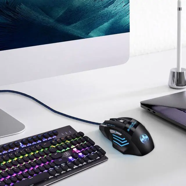 Alt view image 7 of 7 - GAMING BLOODBAT GM02 7 Keys USB Wired Optoelectronics Game Mouse Digital Respiratory Lights Mouse