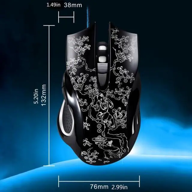 Alt view image 6 of 6 - 169 USB 2400DPI Four-speed Adjustable LED Backlight Wired Optical E-sport Gaming Mouse with Counter Weight, Length: 1.45m(Black)