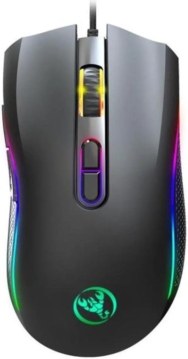 Alt view image 2 of 7 - HXSJ A869 Type-C 7200dpi 6-modes Adjustable 7-keys RGB Light Wired Game Mouse