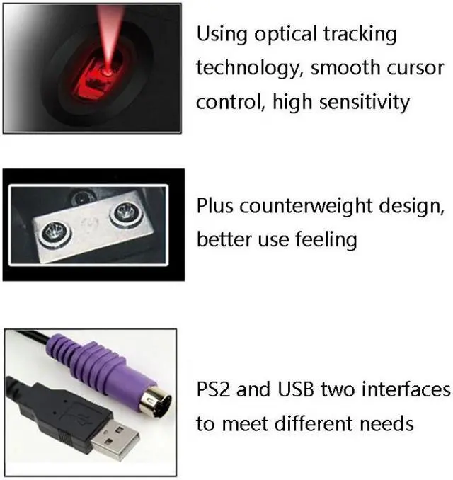 Alt view image 4 of 5 - 2 PCS Cadeva 006 3 Keys Wired Mouse Household Computer Mouse(USB Interface)