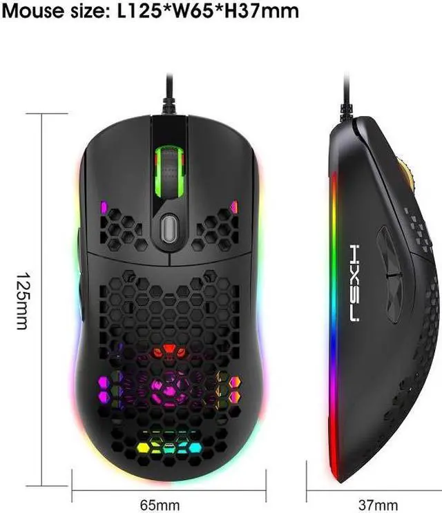 Alt view image 4 of 7 - HXSJ X600 6 Keys RGB Luminous Macro Programming Wired Gaming Mouse, Size:X600 (Black)