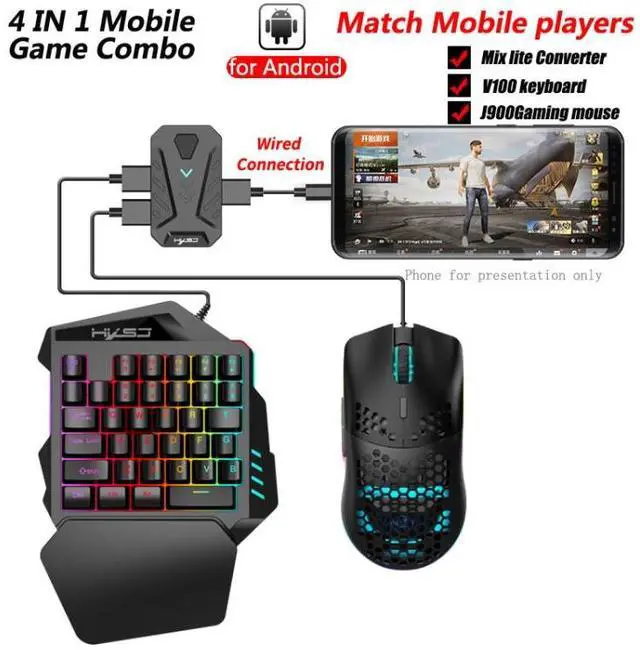 Alt view image 2 of 7 - HXSJ V100+J900+P8 One-handed Keyboard + Programming Gaming Mouse + Keyboard Mouse Converter Set V100+J900+P8