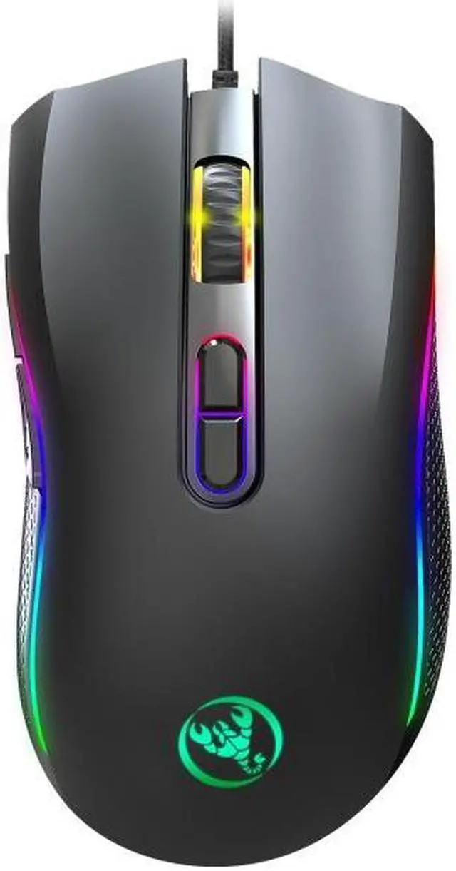 Alt view image 2 of 7 - HXSJ A869RGB 7200 DPI Six-speed Adjustable 7-keys Macro Definition Programmable Colorful Light-emitting Wired Game Optical Mouse, Cable Length: 1.5m