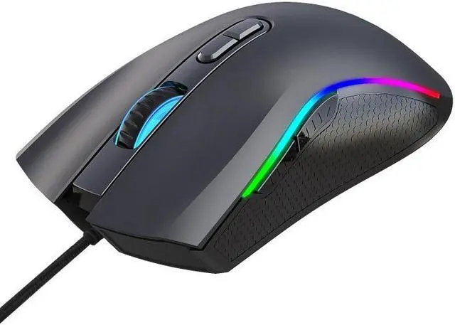 Alt view image 3 of 7 - HXSJ A869RGB 7200 DPI Six-speed Adjustable 7-keys Macro Definition Programmable Colorful Light-emitting Wired Game Optical Mouse, Cable Length: 1.5m