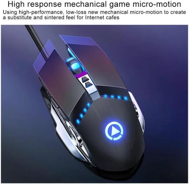 Alt view image 2 of 7 - GM20 3200DPI 4-modes Adjustable 7-keys RGB Light Wired Gaming Mouse (Black)