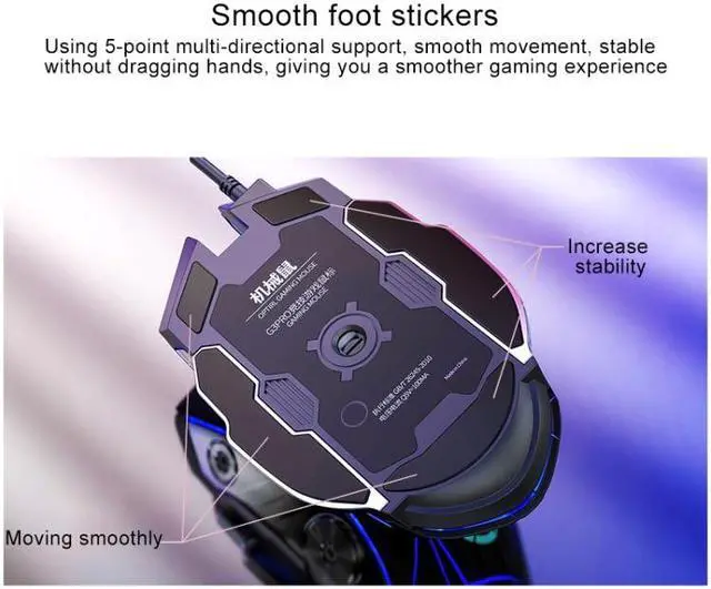 Alt view image 3 of 7 - GM20 3200DPI 4-modes Adjustable 7-keys RGB Light Wired Gaming Mouse (Black)