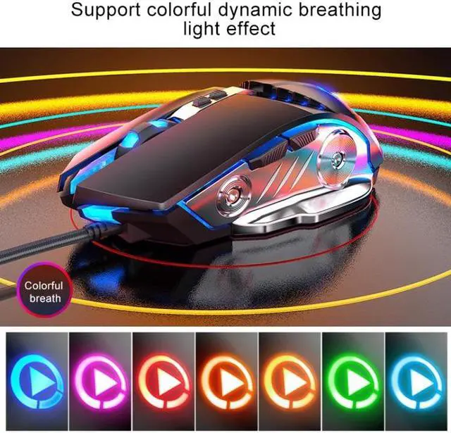 Alt view image 6 of 7 - GM20 3200DPI 4-modes Adjustable 7-keys RGB Light Wired Gaming Mouse (Black)