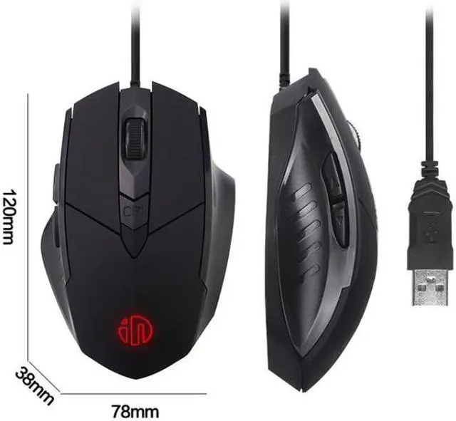 Alt view image 3 of 7 - Inphic PW1 Game Mute Macro Definition Illuminated Wired Mouse, Cable Length: 1.5m Mute Black Business Version (Black Business Version)