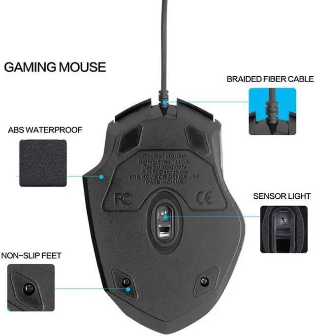 Alt view image 6 of 7 - Inphic PW1 Game Mute Macro Definition Illuminated Wired Mouse, Cable Length: 1.5m Mute Black Business Version (Black Business Version)