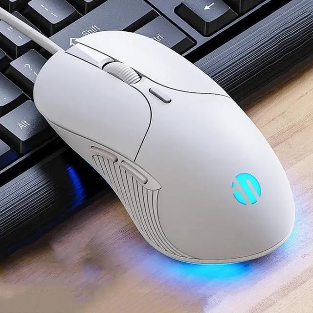 Main image of Inphic PB1 Business Office Mute Macro Definition Gaming Wired Mouse, Cable Length: 1.5m, Colour: Matte White Breathing Light Matte White Breathing Light