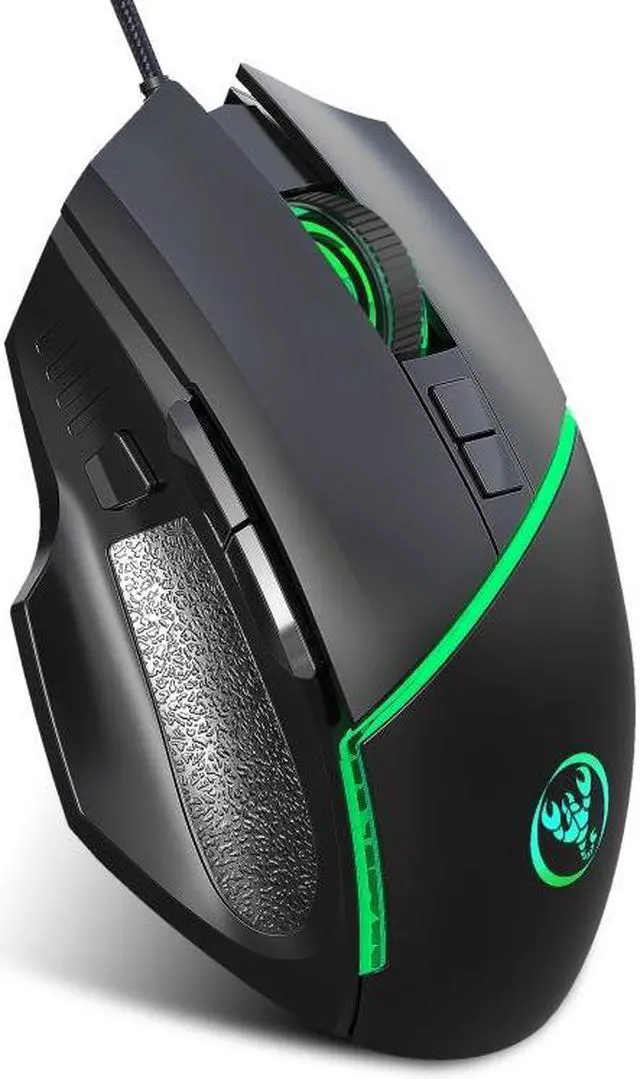 Alt view image 2 of 7 - HXSJ A876 Wired Mouse Colorful Synchronous Light Emission 6400dpi Adjustable Light Gaming Mouse, Length: 150cm