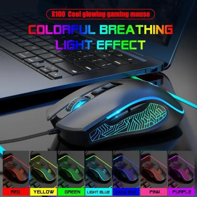 Alt view image 5 of 7 - HXSJ X100 7-buttons 3600 DPI Cool Glowing Wired Gaming Mouse, Cable Length: 1.5m (Black)