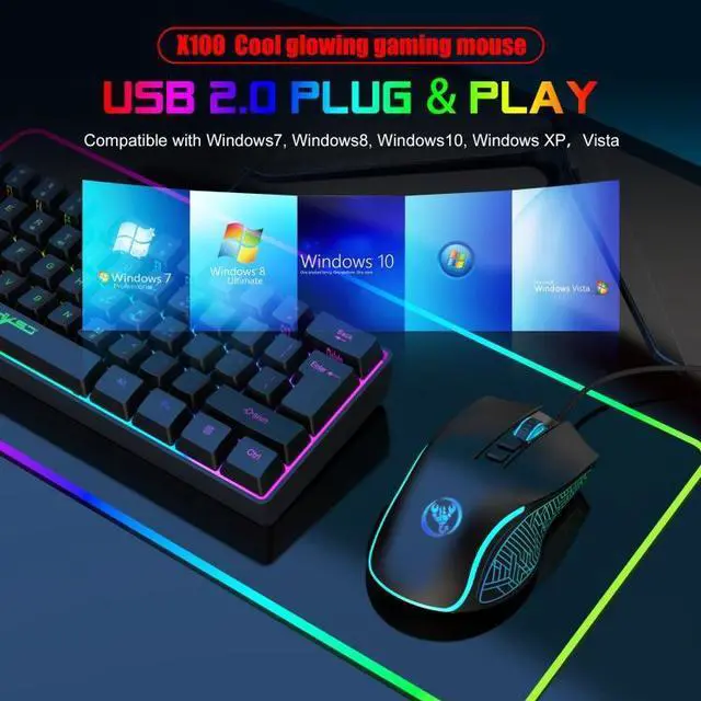 Alt view image 7 of 7 - HXSJ X100 7-buttons 3600 DPI Cool Glowing Wired Gaming Mouse, Cable Length: 1.5m (Black)