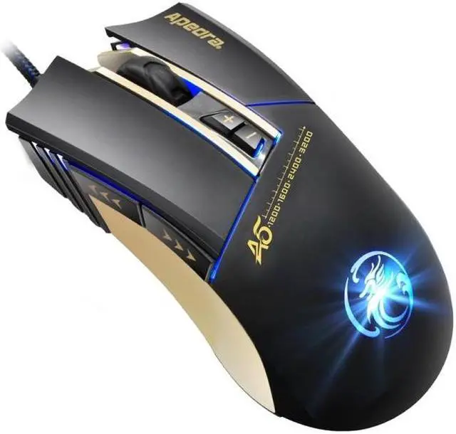 Alt view image 6 of 7 - Apedra iMICE A5 High Precision Gaming Mouse LED four color controlled breathing light USB 7 Buttons 3200 DPI Wired Optical Gaming Mouse for Computer PC Laptop(Black)