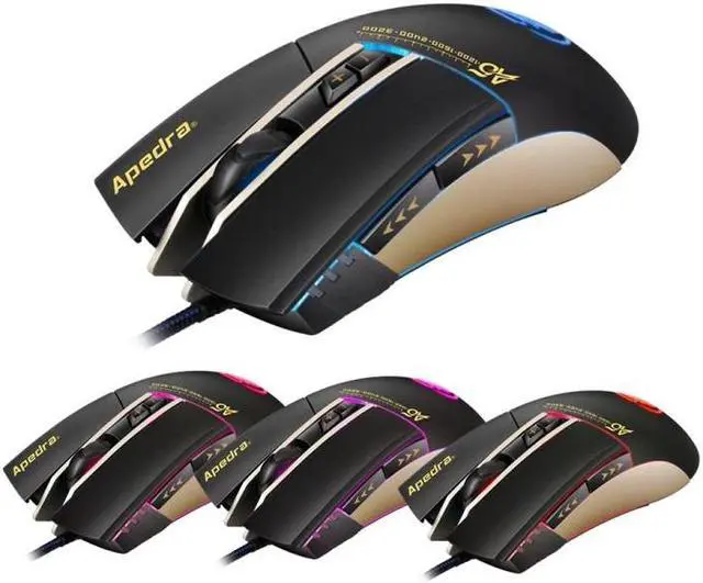 Alt view image 7 of 7 - Apedra iMICE A5 High Precision Gaming Mouse LED four color controlled breathing light USB 7 Buttons 3200 DPI Wired Optical Gaming Mouse for Computer PC Laptop(Black)
