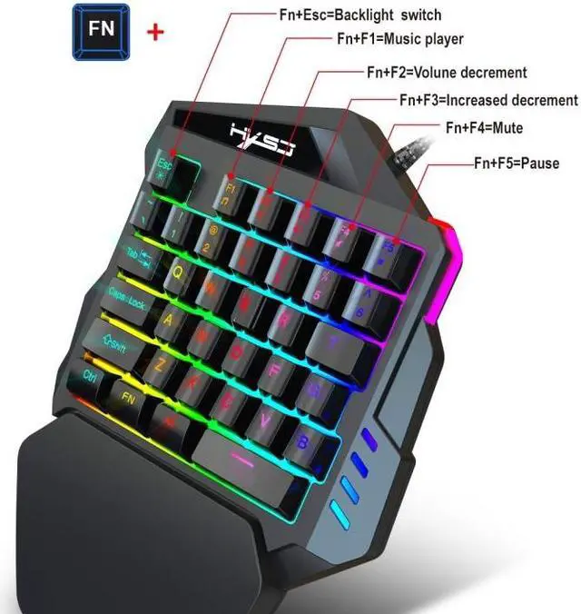 Alt view image 5 of 7 - HXSJ P6+V100+A883 Keyboard Mouse Converter + One-handed Keyboard + Gaming Mouse Set P6+V100+A883