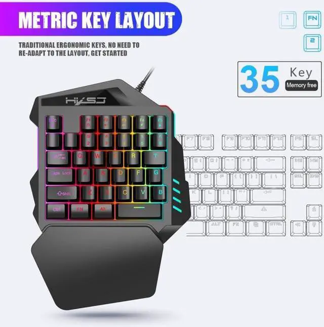 Alt view image 6 of 7 - HXSJ P6+V100+A883 Keyboard Mouse Converter + One-handed Keyboard + Gaming Mouse Set P6+V100+A883