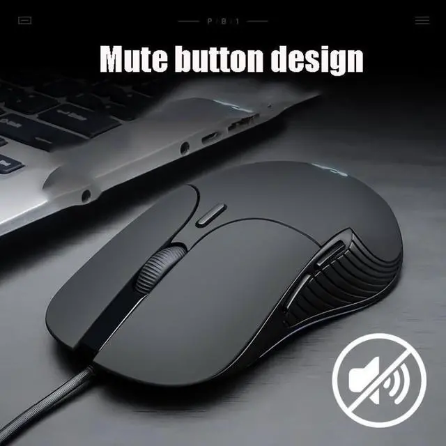 Alt view image 6 of 7 - Inphic PB1 Business Office Mute Gaming Wired Mouse, Cable Length: 1.5m, Colour: Classic Back Breathing Light Classic Back Breathing Light